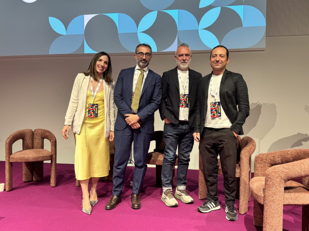 i relatori del panel: da sinistra Michela D'Onofrio, Nic Palmarini, Nicola Formichella, Luca Tesauro