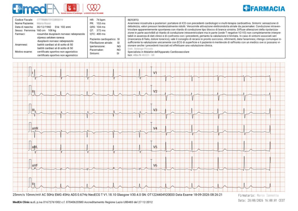 Con questa iniziativa, i cittadini che scelgono di effettuare elettrocardiogramma (ECG), Holter cardiaco e Holter pressorio nelle farmacie con il bollino SIC, avranno così ulteriore certezza di avvalersi di prestazioni in linea con gli standard del SSN
