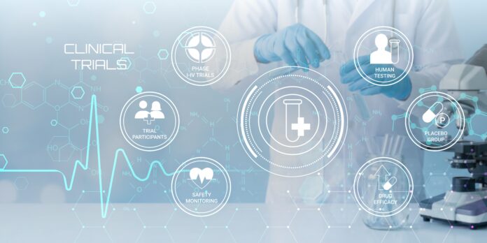 Researchers,In,Laboratory,Coats,Conducting,Clinical,Trials,With,Icons,Representing