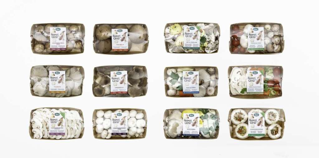 La linea dei funghi freschi confezionati Sapori del mio Orto comprende 12 referenze