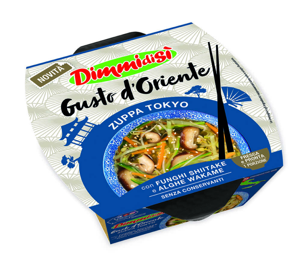 La Zuppa Tokyo della nuova gamma DimmidiSì Gusto d’Oriente della Linea Verde. Con funghi shiitake e alghe wakame