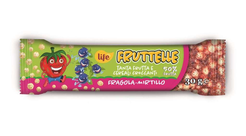 Le nuove Fruttelle Life si presentano con un packaging coloratissimo . Barrette che uniscono gusto e salute