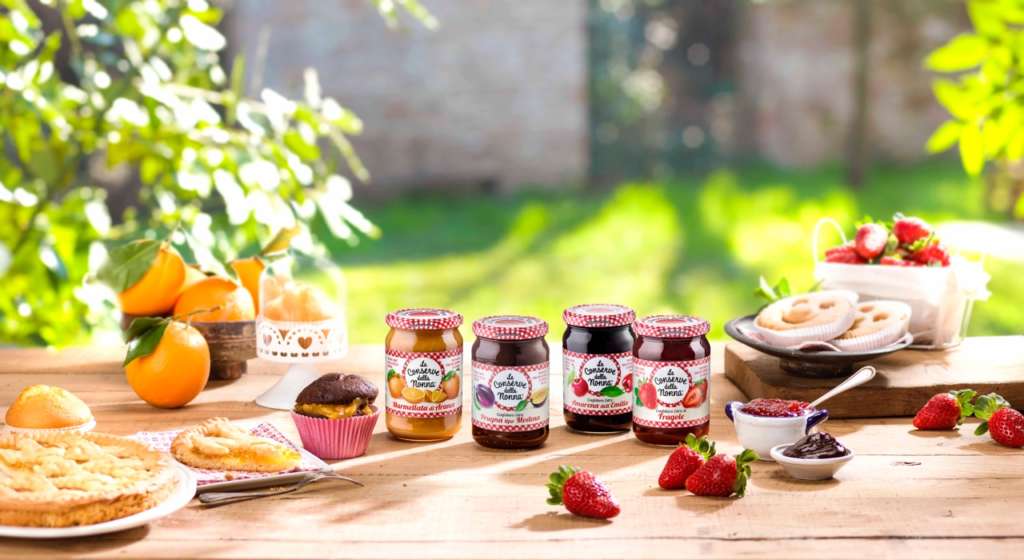 L'ampia gamma delle confetture Conserve della Nonna, brand del Gruppo Fini