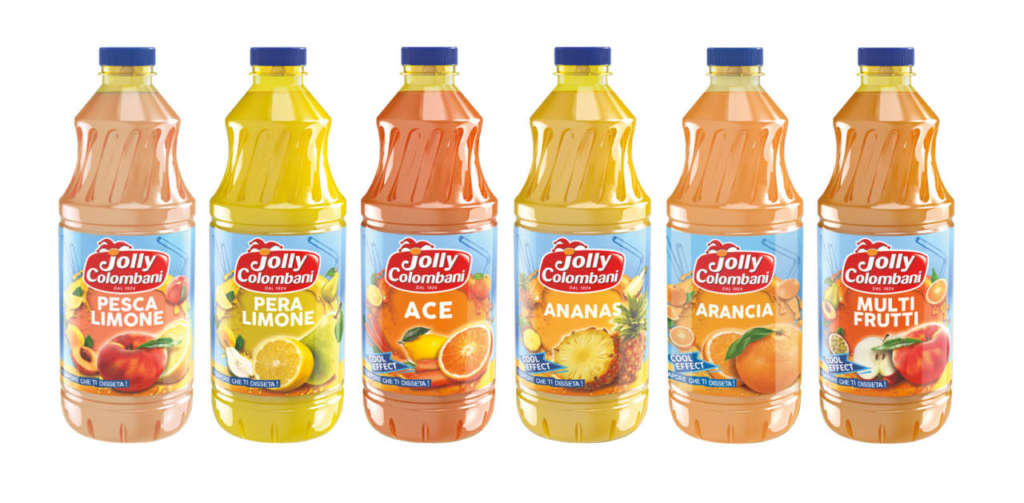 La nuova gamma di bevande alla frutta a marchio Jolly Colombani di Conserve Italia. E' composta da sei referenze