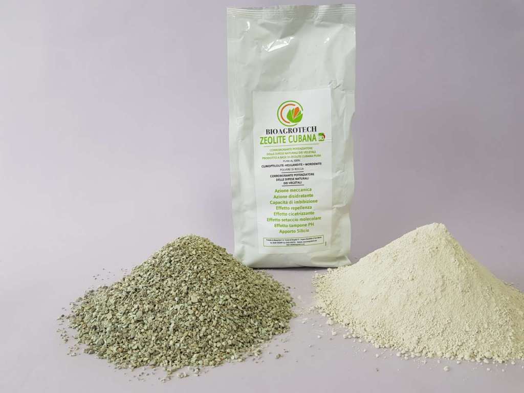 La Zeolite cubana commercializzata da Bioagrotech, un corroborante potenziatore delle difese naturali delle piante. Si è dimostrata efficace contro agenti infestanti.