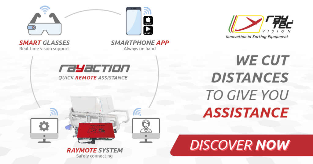 ll servizio da remoto Rayaction consente di avere una soluzione immediata alla diagnostica delle selezionatrici ottiche e ispezionatrici a Raggi-X di Raytec Vision