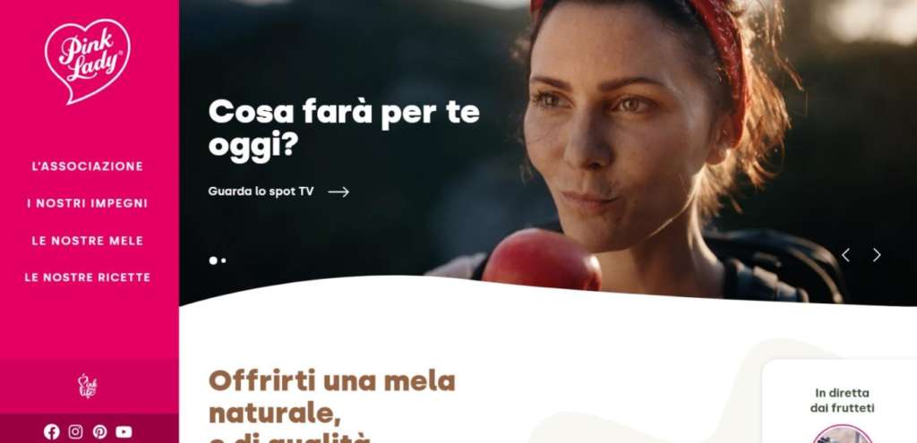 Home page del nuovo sito Internet di Pink Lady