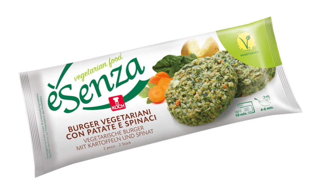 èSenza Burger vegetariani con patate e spinaci
