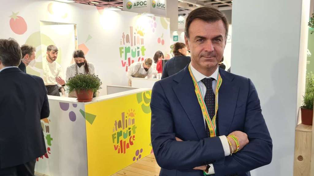 Il presidente di Coldiretti Ettore Prandini a Fruit Logistica, a Berlino