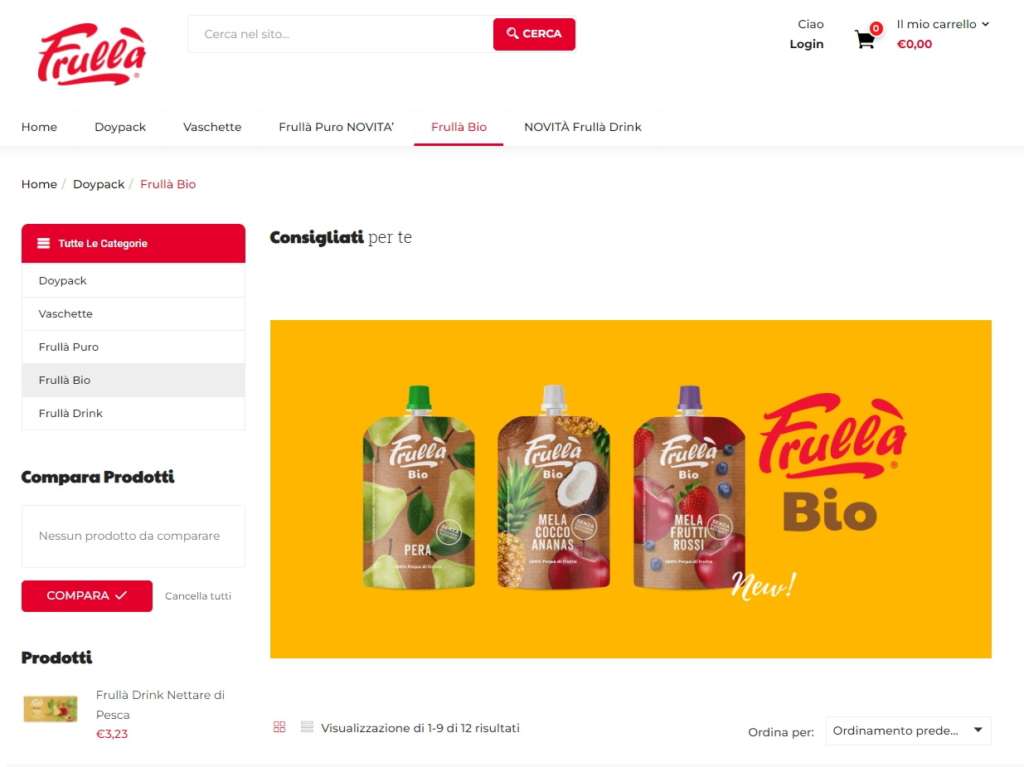 Frullà sito e-commerce bio