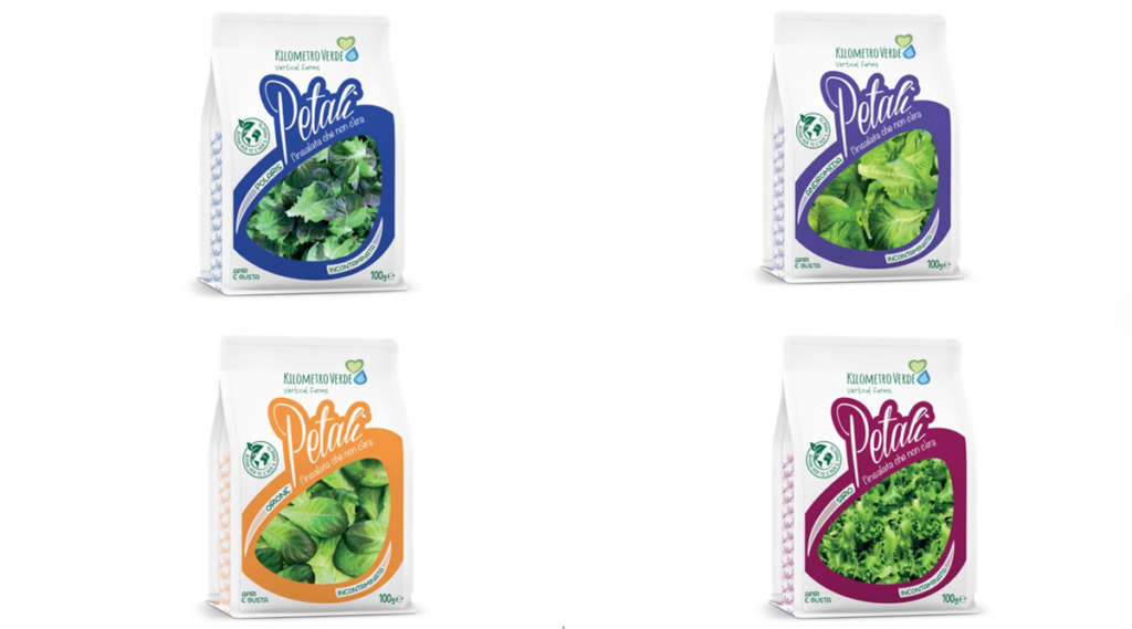 La gamma Petali di Kilometro Verde con le 4 referenze di insalata