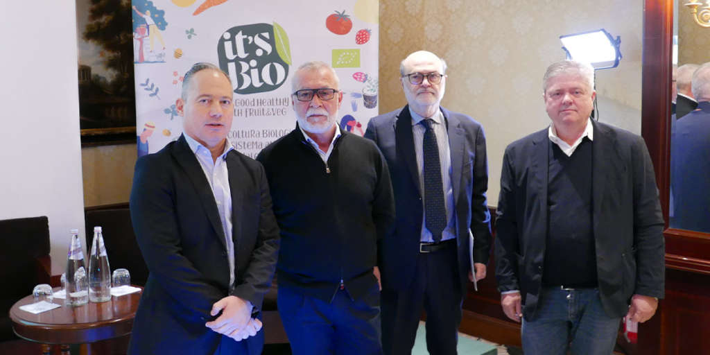 Mario Tamanti, Paolo Pari, Claudio Scalise ed Ernesto Fornari al workshop sul biologico di It's bio