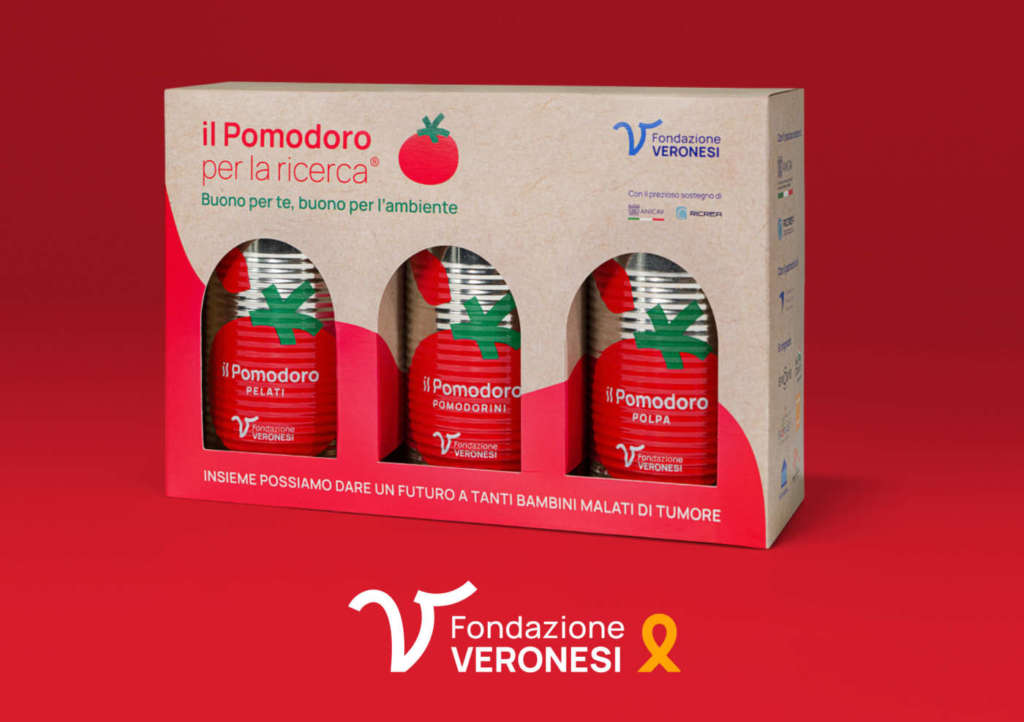 La confezione del Pomodoro per la Ricerca di Fondazione Veronesi