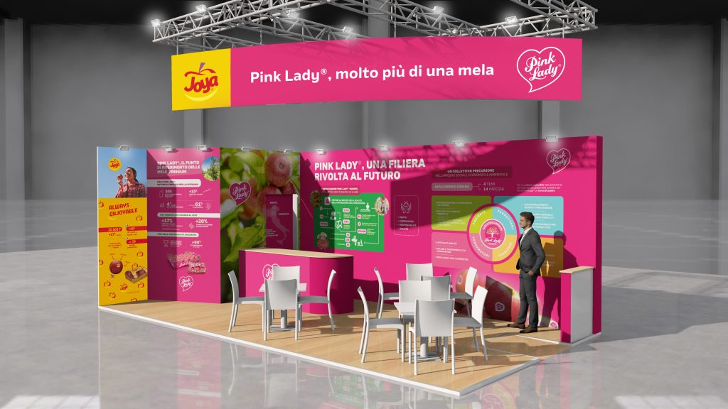 Lo stand espositivo di Pink Lady Europe a Macfrut 2025 (hall 3, stand 111)