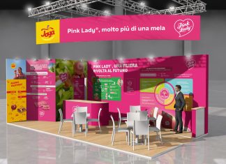 Lo stand espositivo di Pink Lady Europe a Macfrut 2025 (hall 3, stand 111)
