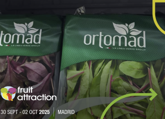 Fruit Attraction: cresce l’impegno di Ortomad nel biologico Confezioni di insalate Ortomad biologico esposte a Fruit Attraction 2025 a Madrid, simbolo dell’innovazione e della linea bio del Gruppo La Linea Verde