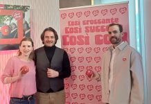 Presentazione campagna Pink Lady. Pauline Pastour, (communication project manager, Salvo Garipoli (country leader) e Cédric Modica Amore, (direttore marketing e comunicazione Pink Lady Europe)