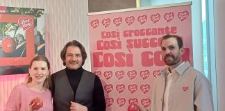 Presentazione campagna Pink Lady. Pauline Pastour, (communication project manager, Salvo Garipoli (country leader) e Cédric Modica Amore, (direttore marketing e comunicazione Pink Lady Europe)