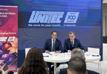 Nour Abdrabbo e, Angelo Benedetti presentazione dei prodotti a Fruit Logistica