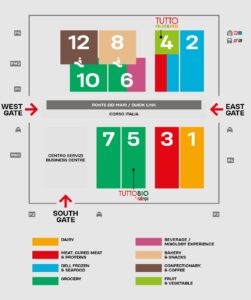 La mappa di Tuttofood 2026, con i dieci padiglioni
