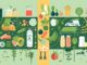 Infografica concettuale sulla digitalizzazione e il controllo qualità ortofrutta lungo la filiera agrifood, con icone stilizzate di prodotti agricoli, logistica e monitoraggio della freschezza
