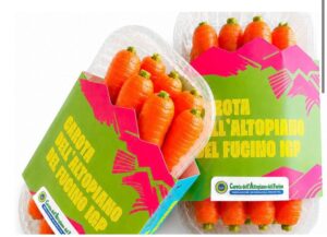 La Carota dl Fucino Igp con il pack dai colori accesi