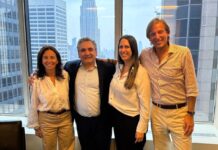 Orsero sbarca negli Usa: alleanza strategica con Trucco Da sinistra, Raffaella Orsero, Nick Pacia, Sasha LoPresti, Matteo Colombini