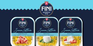 Tre confezioni di pasta fresca ripiena Senza Lattosio di Fini: tortellini al prosciutto cruodo, ravioli ricotta e spinaci, ravioli mozzarella e pomodoro
