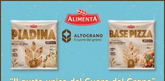 Confezioni di piadina e base pizza Altograno di Alimenta, con farina 100% grano e valori nutrizionali potenziati, presentate a Tuttofood 2025
