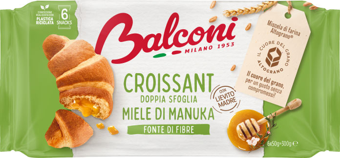 Balconi Linea Benessere, confezione di croissant doppia sfoglia con miele di manuka