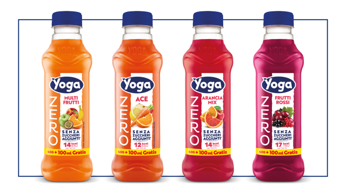 4 succhi di frutta Yoga Zero 500 ml nelle bottiglie in Pet