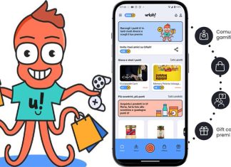 Adv e promozioni, con Urkah si paga solo per ciò che funziona Urkah, illustrazione del modello di reward gamificato con app su smarpthone e artwork di cliente con acquisti e tentacoli
