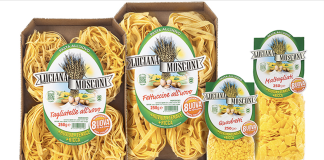 Pasta all'uovo Luciana Mosconi formati assortiti tagliatelle, fettuccine, quadretti e maltagliati con 8 uova per kg, in confezioni da 250g