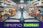 Strumenti moderni per un Category Manager efficace Un robot bilancia prodotti alimentari in un supermercato, simbolo dell’uso dell’intelligenza artificiale per supportare il category manager nelle decisioni di assortimento con Retano CatMan