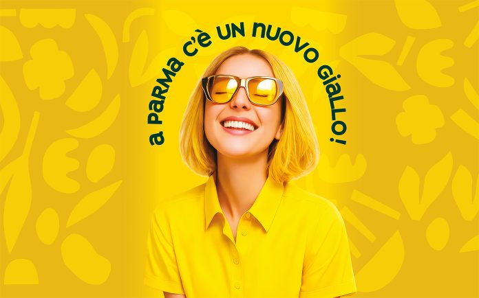 Le novità che presenterà Parmafood Group a Marca 2026 con grafica promozionale vivace sui toni del giallo con una donna sorridente e il testo 