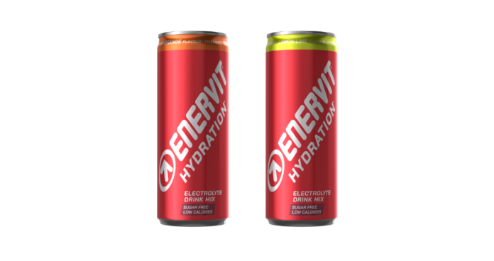 Lattine di Enervit Hydration, la nuova bevanda elettrolitica senza zuccheri e ipocalorica, nei gusti Orange e Lemon Lime