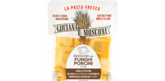 Confezione di Ravioloni con funghi porcini Luciana Mosconi presentata a Tuttofood 2026