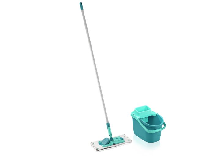 Leifheit sistema lavapavimenti Clean&Compact istema lavapavimenti Leifheit Clean & Compact con secchio e mop piatto per la pulizia professionale della casa.