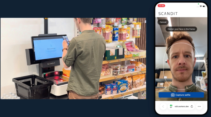 Scandit Age Verified SCO_Selfie split screen self check out età