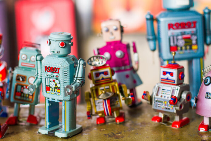 Group,Of,Vintage,Robots giocattoli crescita