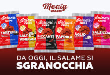 Salami Chips: il salame diventa uno snack proteico Gamma completa delle confezioni di snack Salami Chips firmate Meaty Snacks nei gusti Tartufo, Salt e Vinegar, Piccante, Paprika, Aglio e Salsiccia