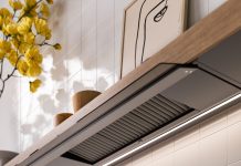 Electric motor: power and performance The Shelf hood of Elements collection by Falmec