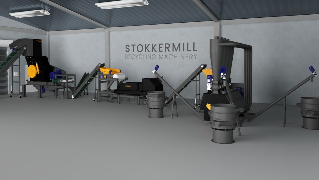 Rendering of a mechanical WEEE treatment plant made by Stokkermill