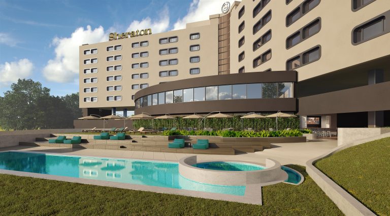 Un rendering dell'esterno del nuovo Sheraton Milan San Siro