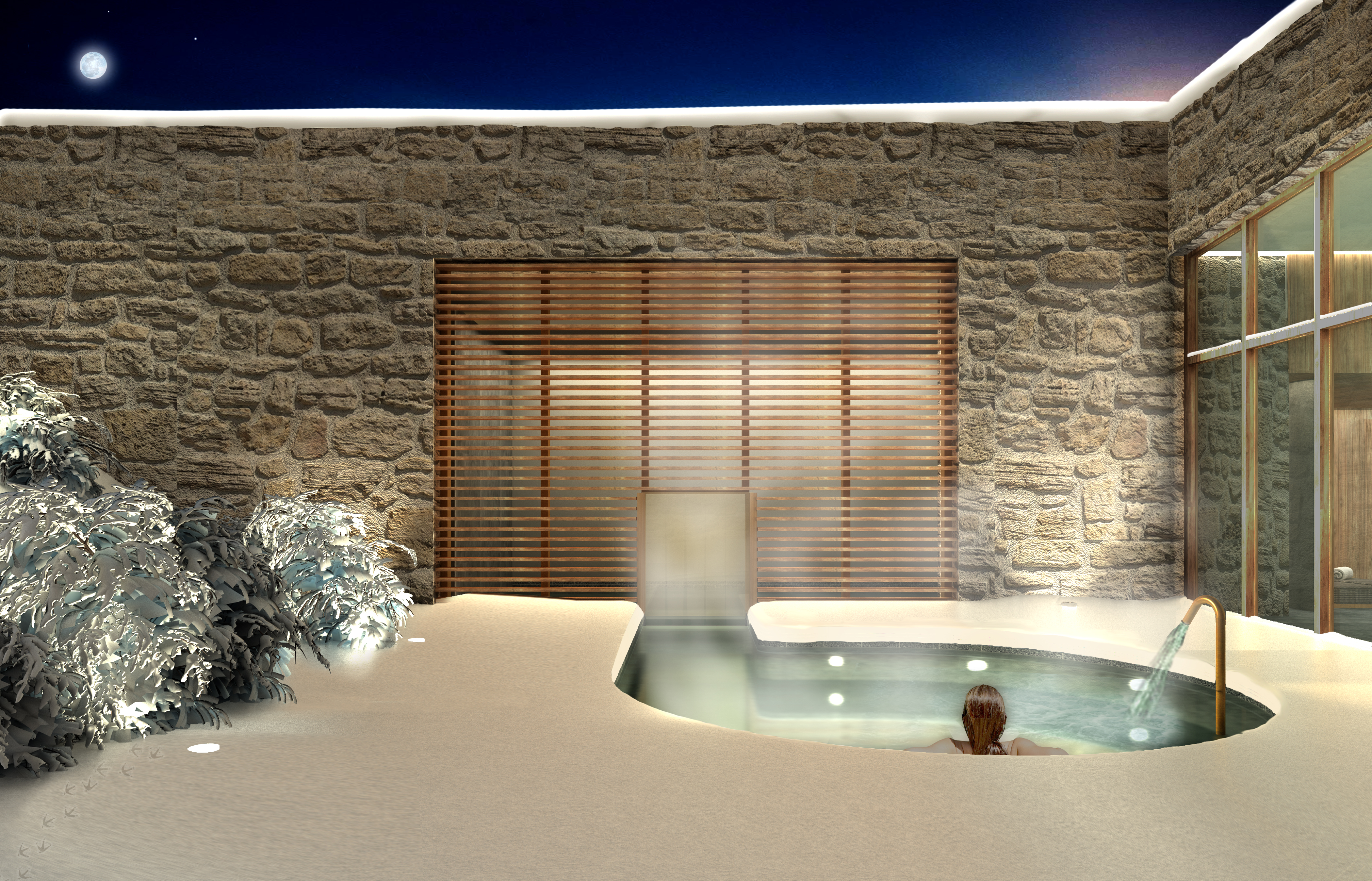 La piscina esterna del Faloria Mountain Spa Resort