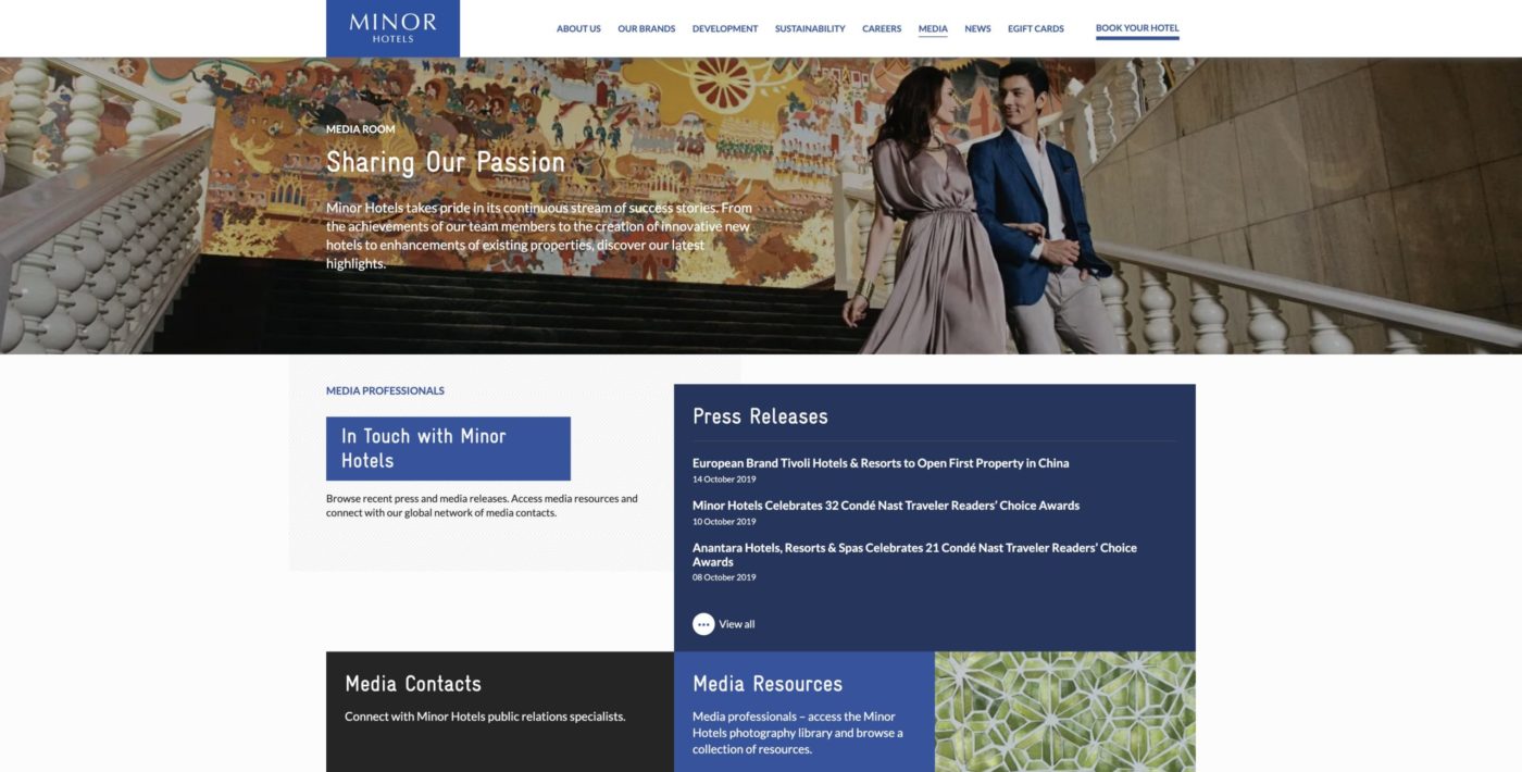 Il sito di Minor Hotels