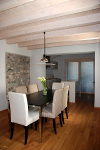 Una veduta della sala da pranzo ultimata.