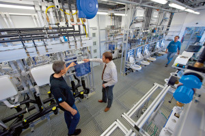 L'AREA in cui oggi vengono testate le cassette di risciacquo Geberit