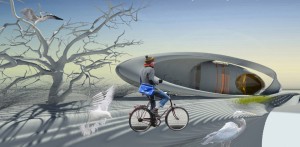 UN PONTE PER L'ACQUA. Le infrastrutture per il governo delle acque sono una costante nel paesaggio olandese. Il progetto opera una sintesi ecosostenibile fra diverse componenti del territorio: i canali, i sistemi di pompaggio, i ponti e le piste ciclabili. (foto Margot Krasojevic)