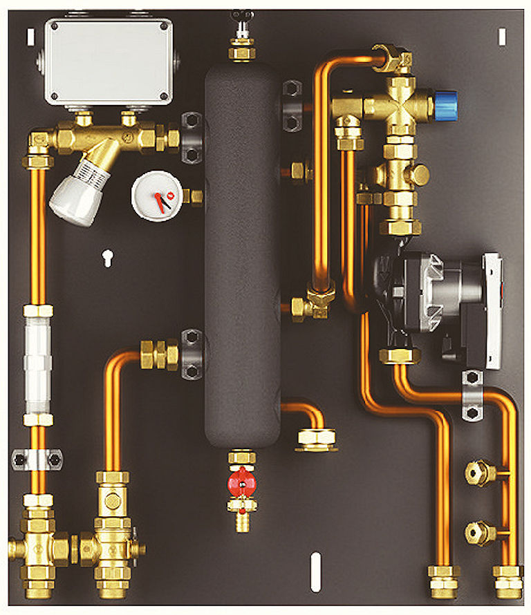 Modulo satellitare d’utenza corredato con separatore idraulico. (Giacomini).